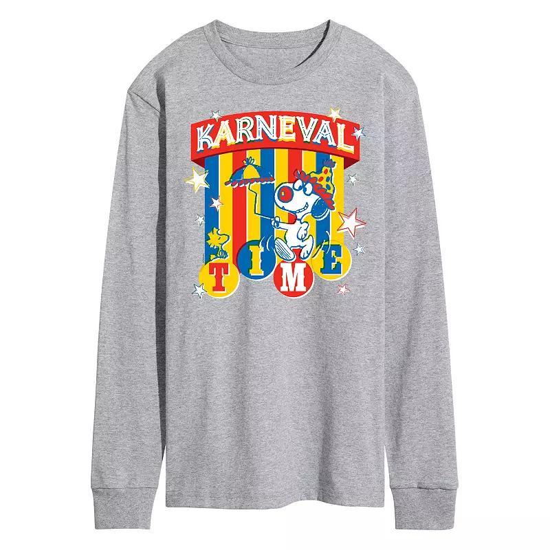 Men's Licensed Character Peanuts Karneval Time Long Sleeve, Size: Large, Gray Product Image