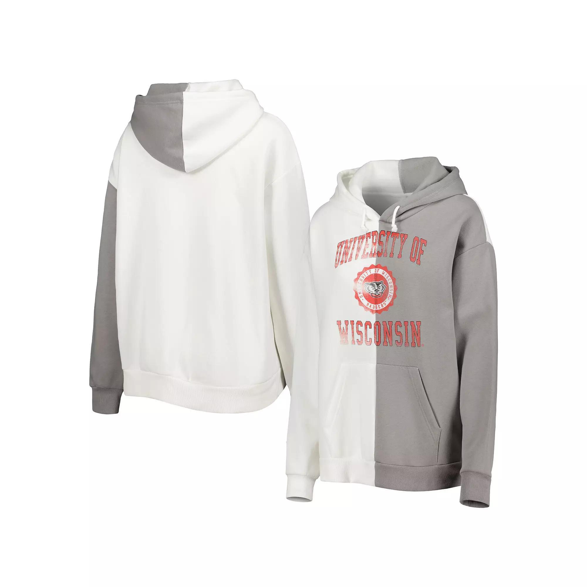 Women's Gameday Couture Gray/White Wisconsin Badgers Split Pullover Hoodie,  Product Image