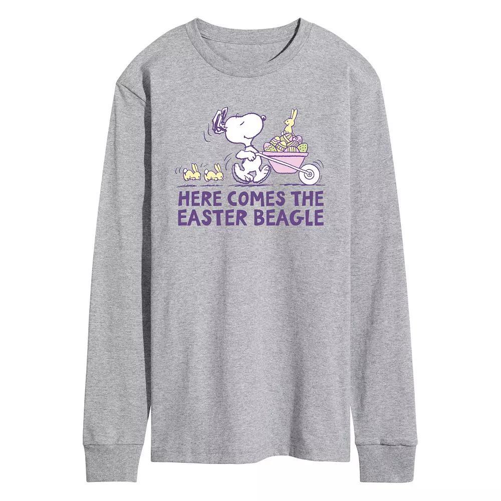 Men's Peanuts Easter Bunny's Helper Long Sleeve Graphic Tee,  Product Image