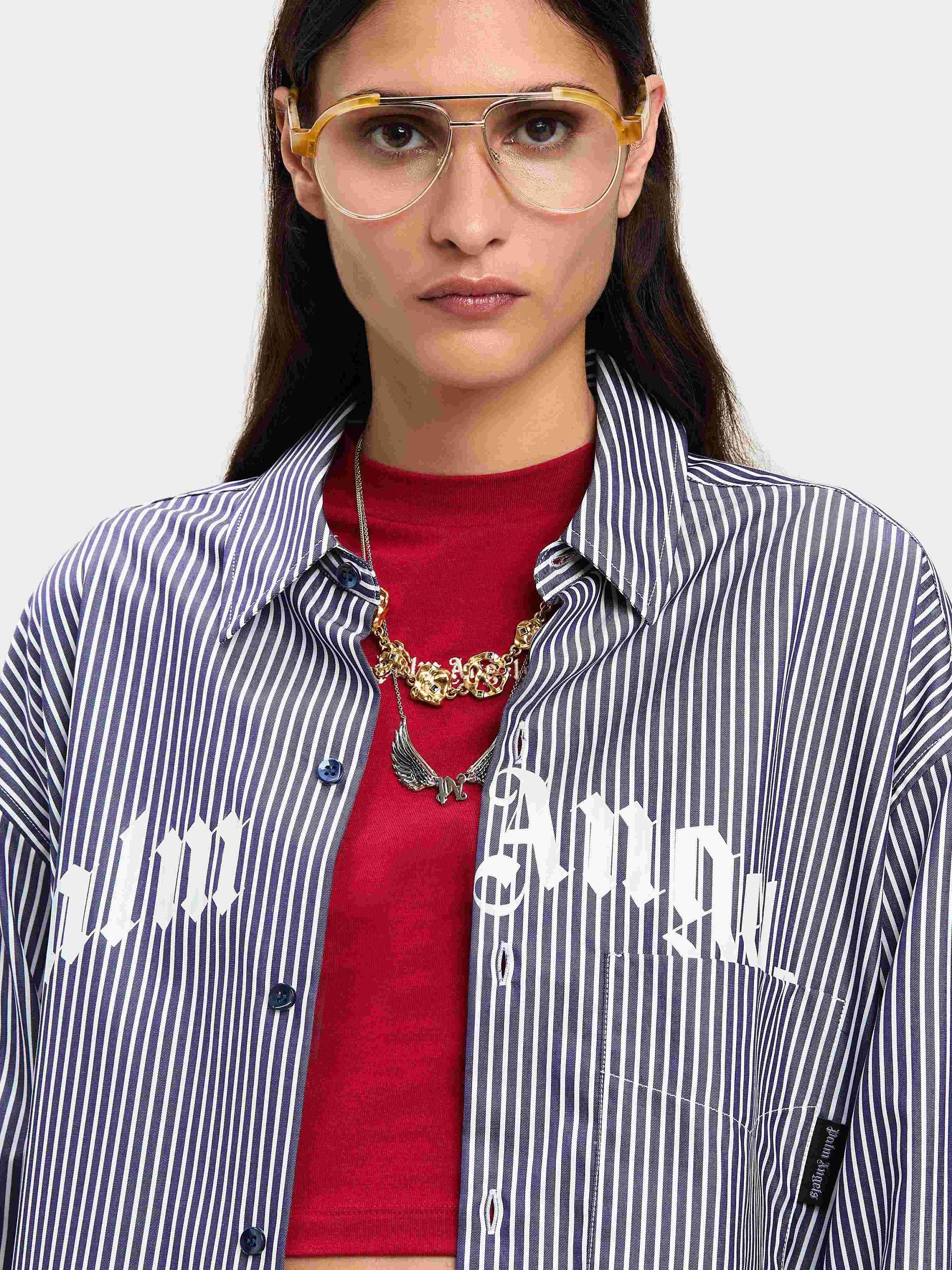 CURVED LOGO STRIPE SHIRTDRESS NAVY BLUE Product Image