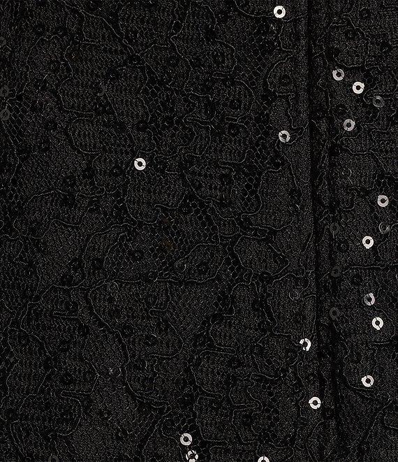 Ignite Evenings Petite Size Cap Sleeve Scoop Neck Sequin Lace A-Line Midi Dress Product Image