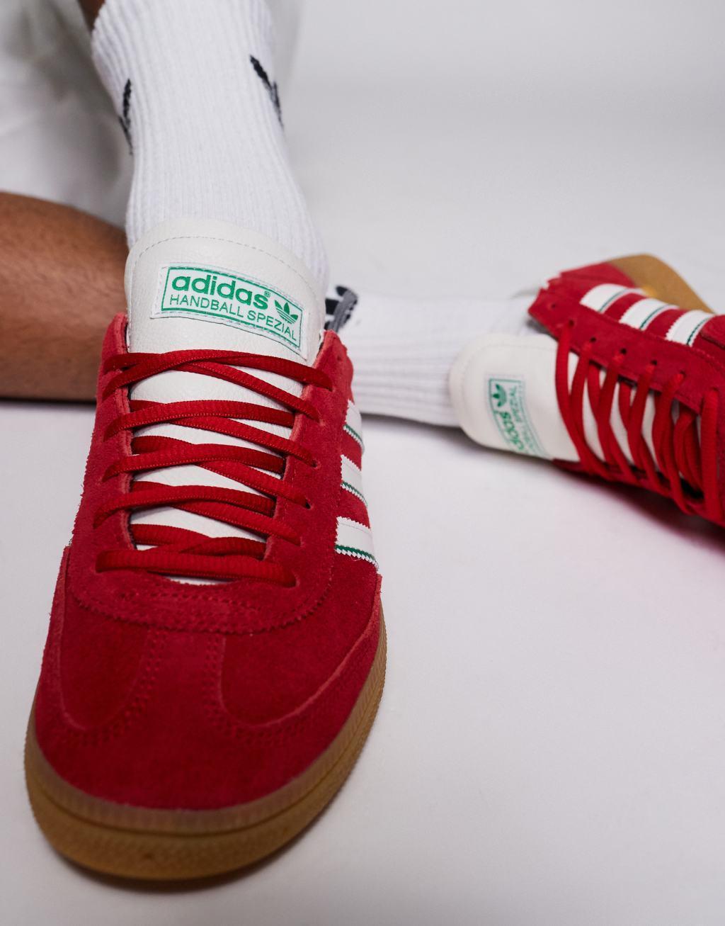 adidas Originals Handball Spezial sneakers in red and white Product Image