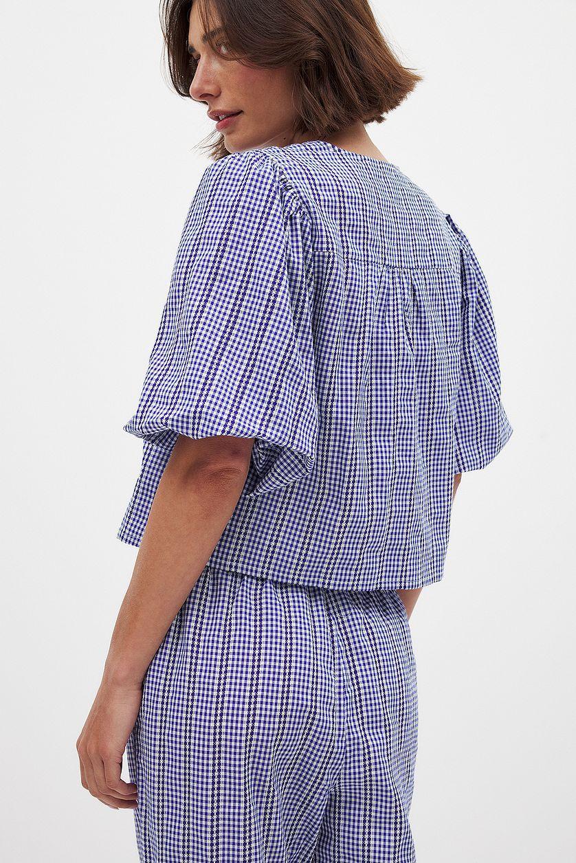 Cotton Tie Front V Neck Blouse Product Image