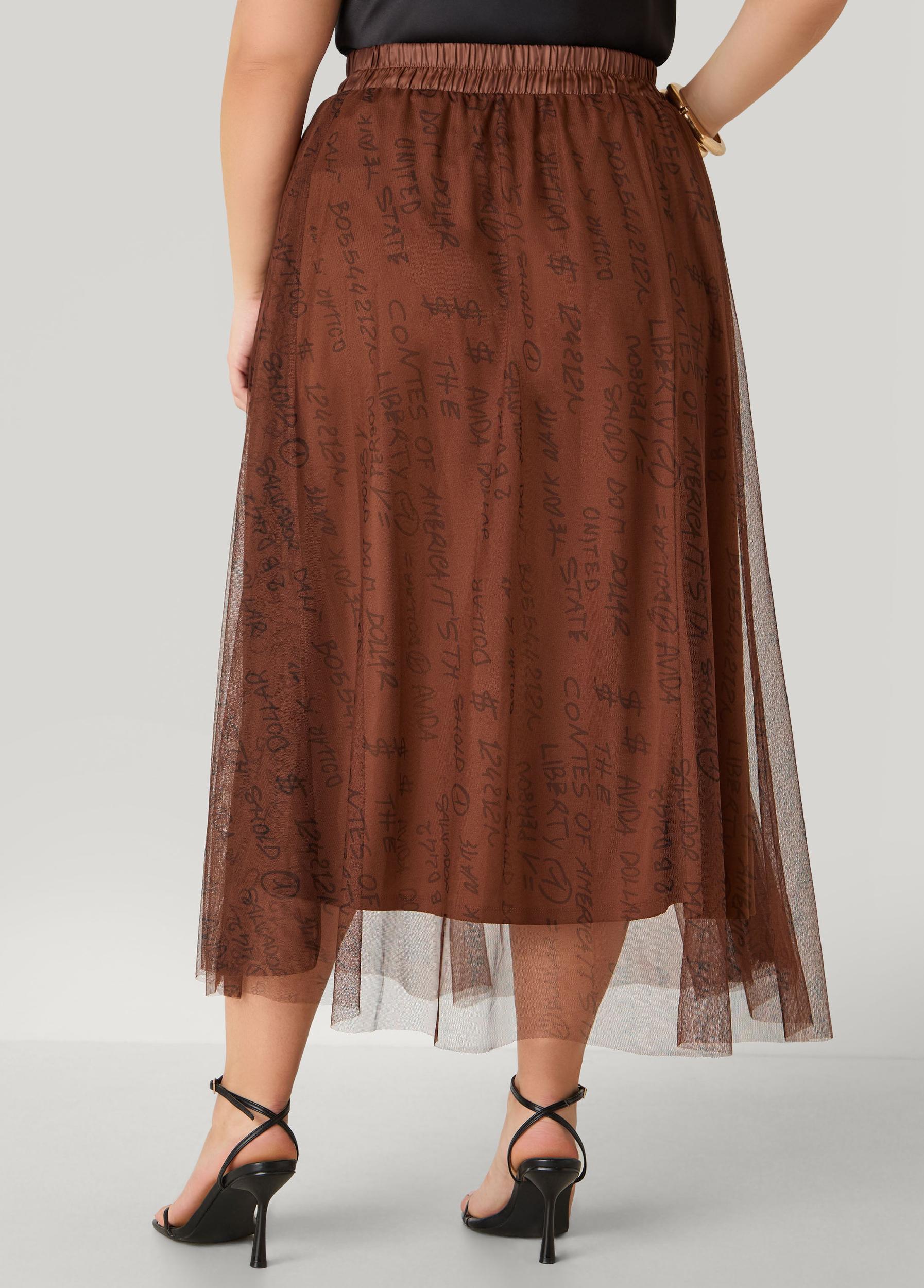 Plus Size Printed Mesh Maxi Skirt Ashley Stewart Product Image