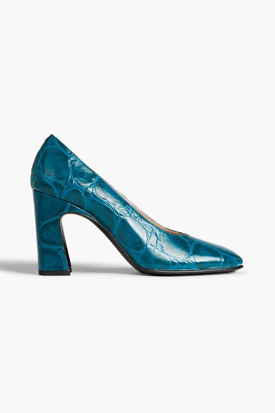 TOD'S Croc-effect Leather Pumps In Blue Product Image