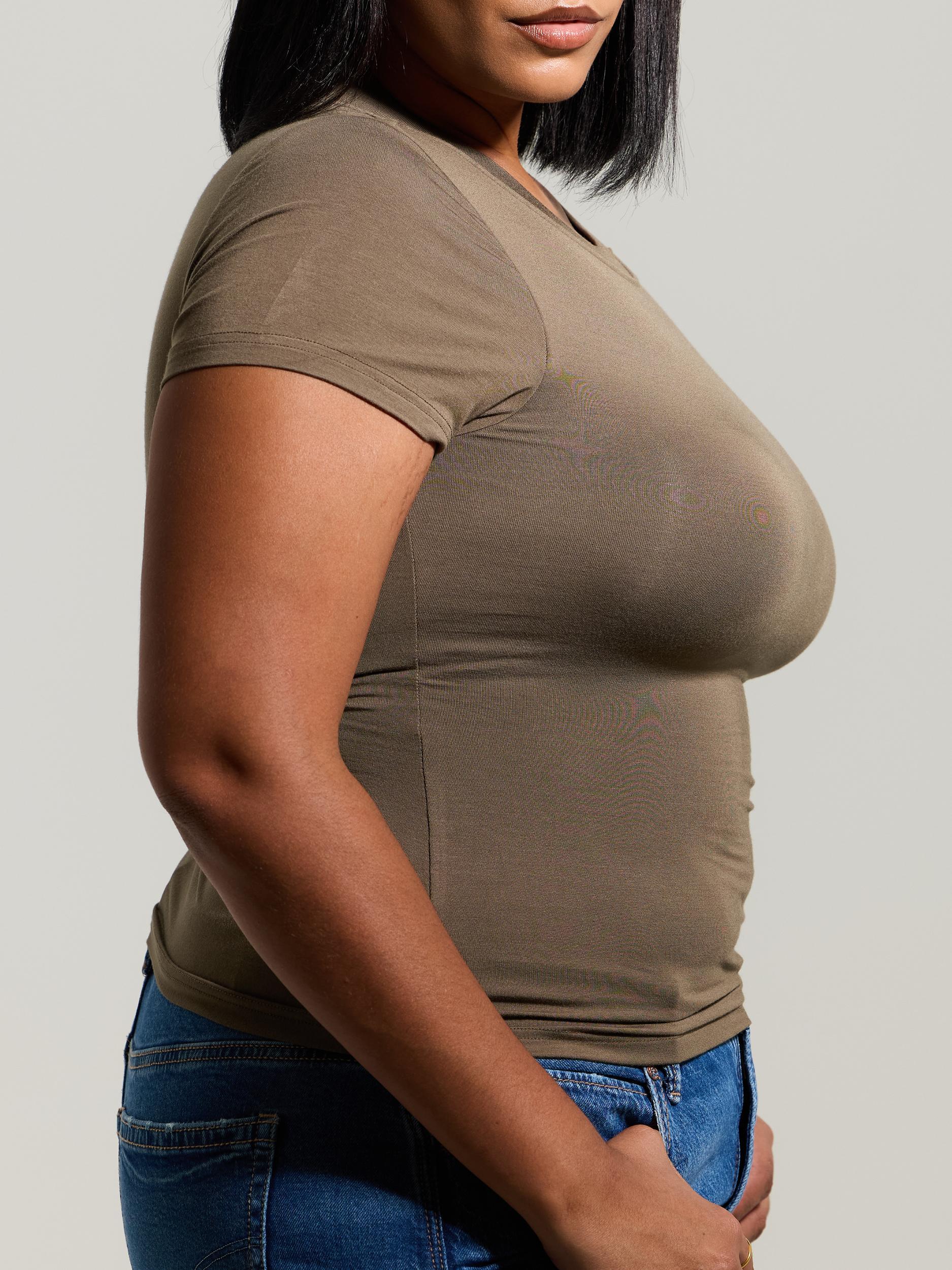 Solid Crew Neck Braless T-Shirt Product Image