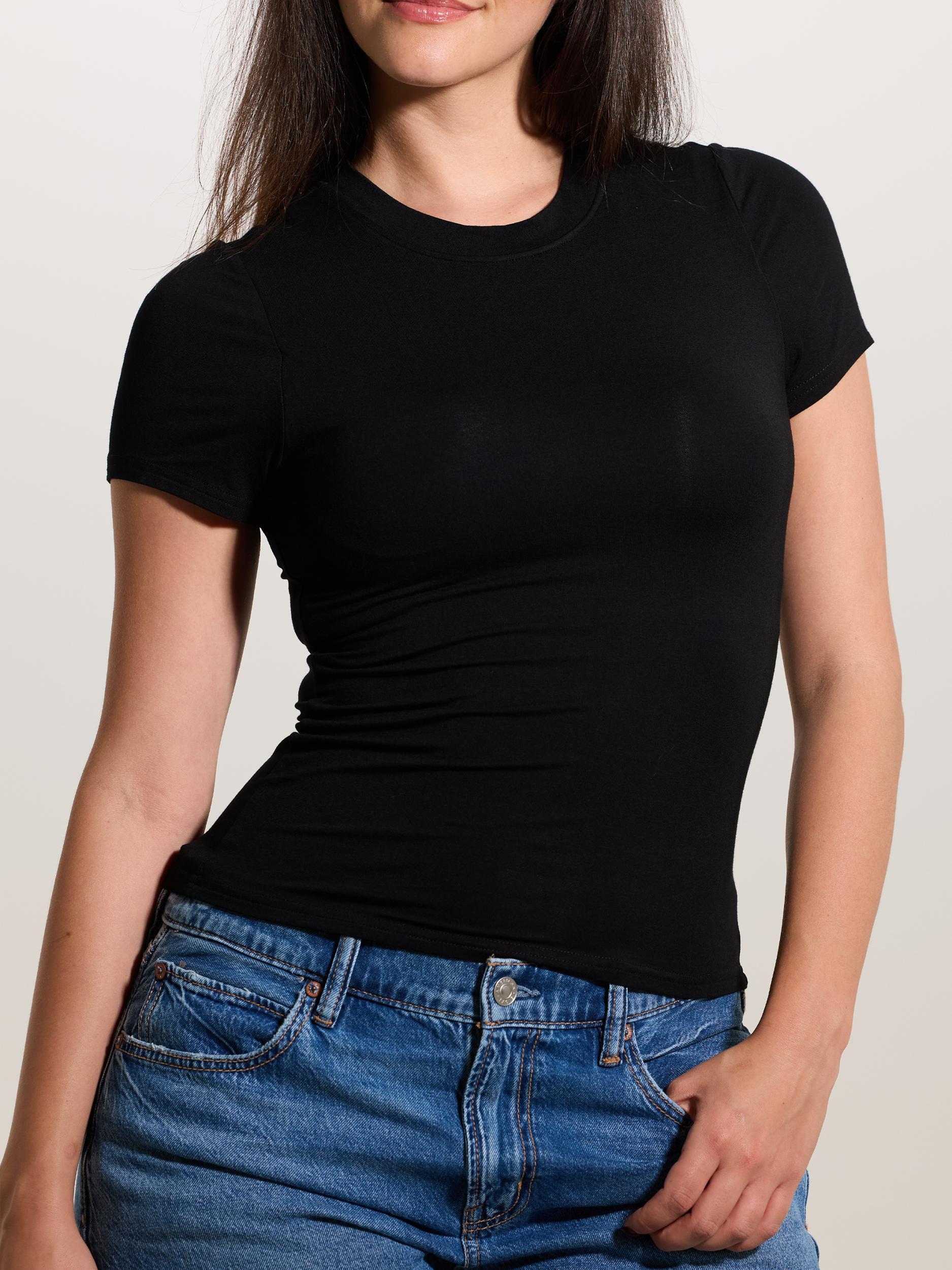 Solid Crew Neck Braless T-Shirt Product Image
