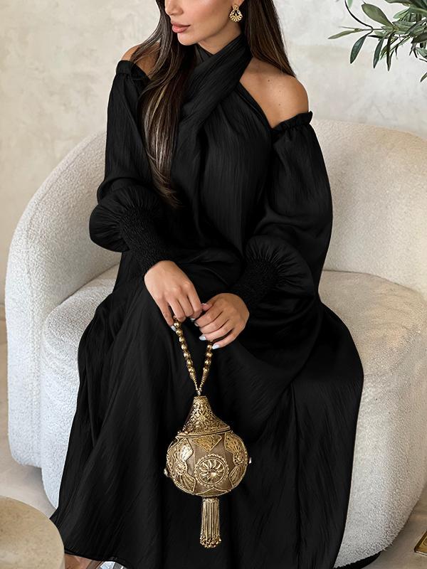 Loose Solid Color Long Sleeves Maxi Dresses Product Image