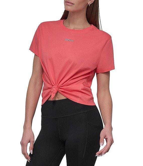 DKNY by Donna Karan Crew Neck Short Sleeve Knot Front Tee Shirt Product Image