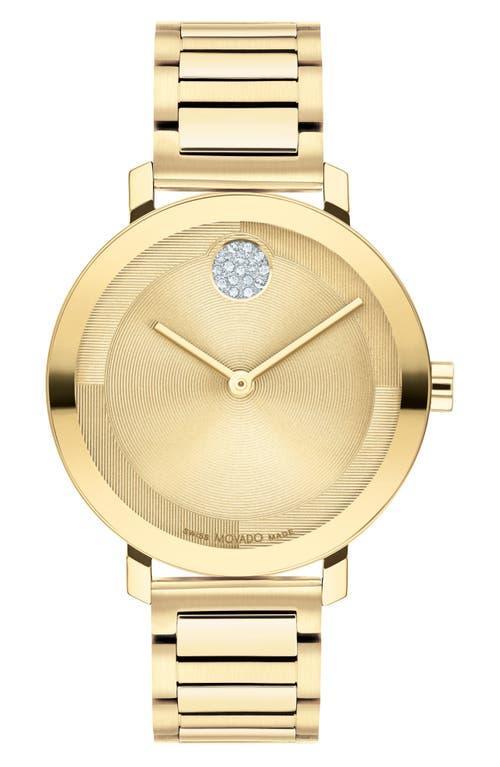 Movado Bold Womens Evolution 2.0 Quartz Analog Off White Leather Strap Watch Product Image