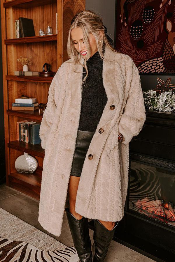 Warm Fuzzy Feeling Faux Fur Coat in Oatmeal Product Image