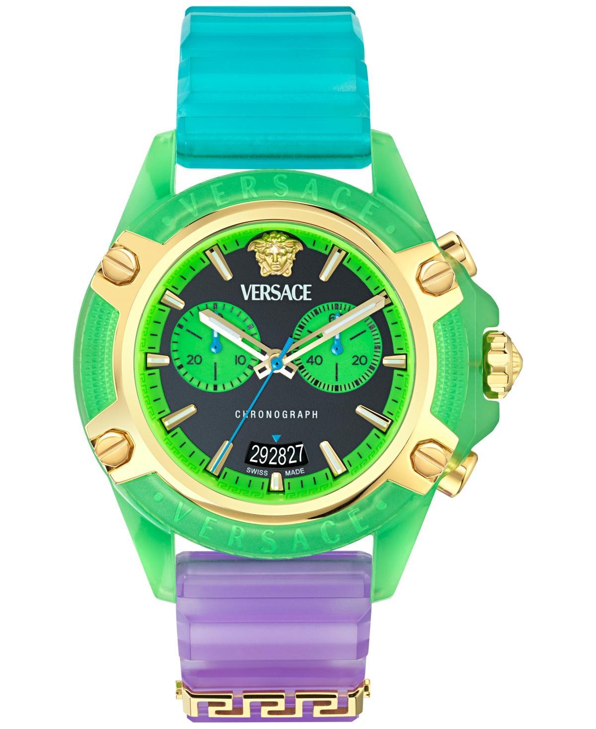 Versace Mens Icon Active Chronograph Multicolored Silicone Strap Watch Product Image