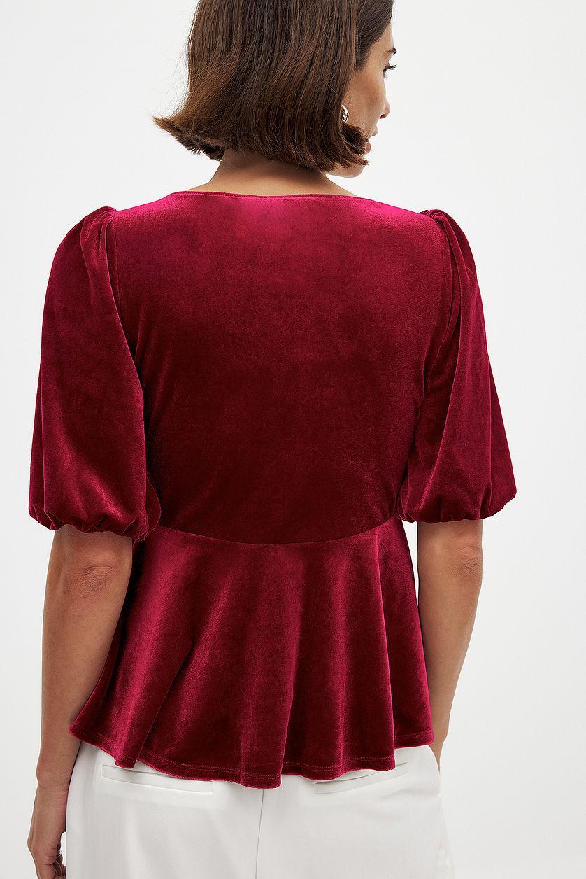 Puff Sleeve Velvet Top Product Image