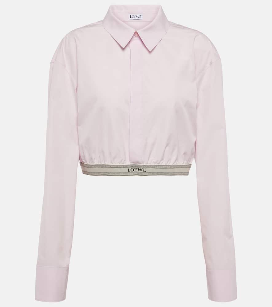 LOEWE Cropped Cotton Poplin Shirt In Pink Product Image