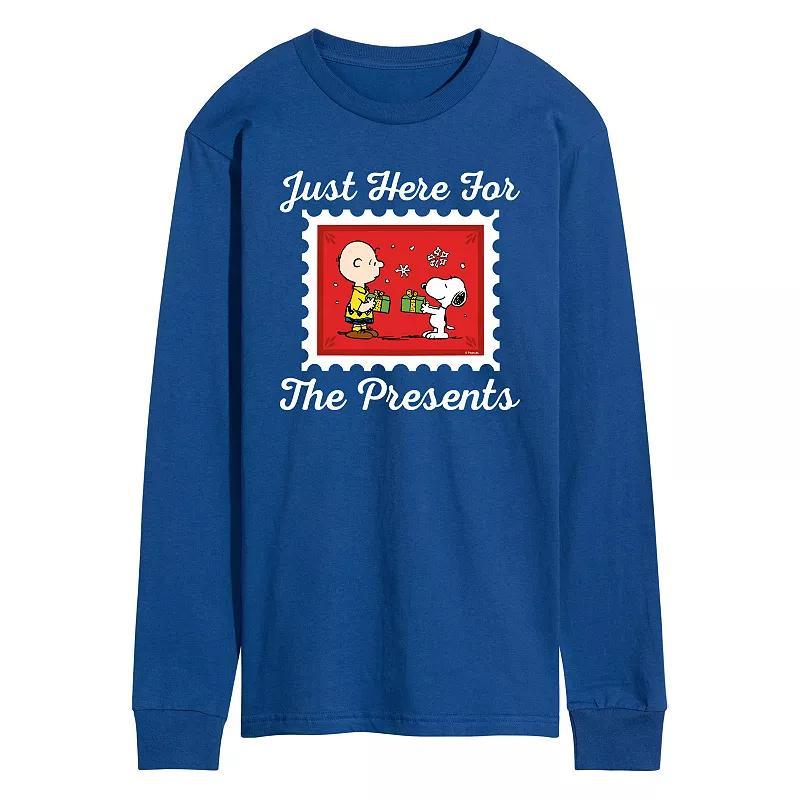 Men's Peanuts Just Here For The Presents Long Sleeve Graphic Tee,  Product Image