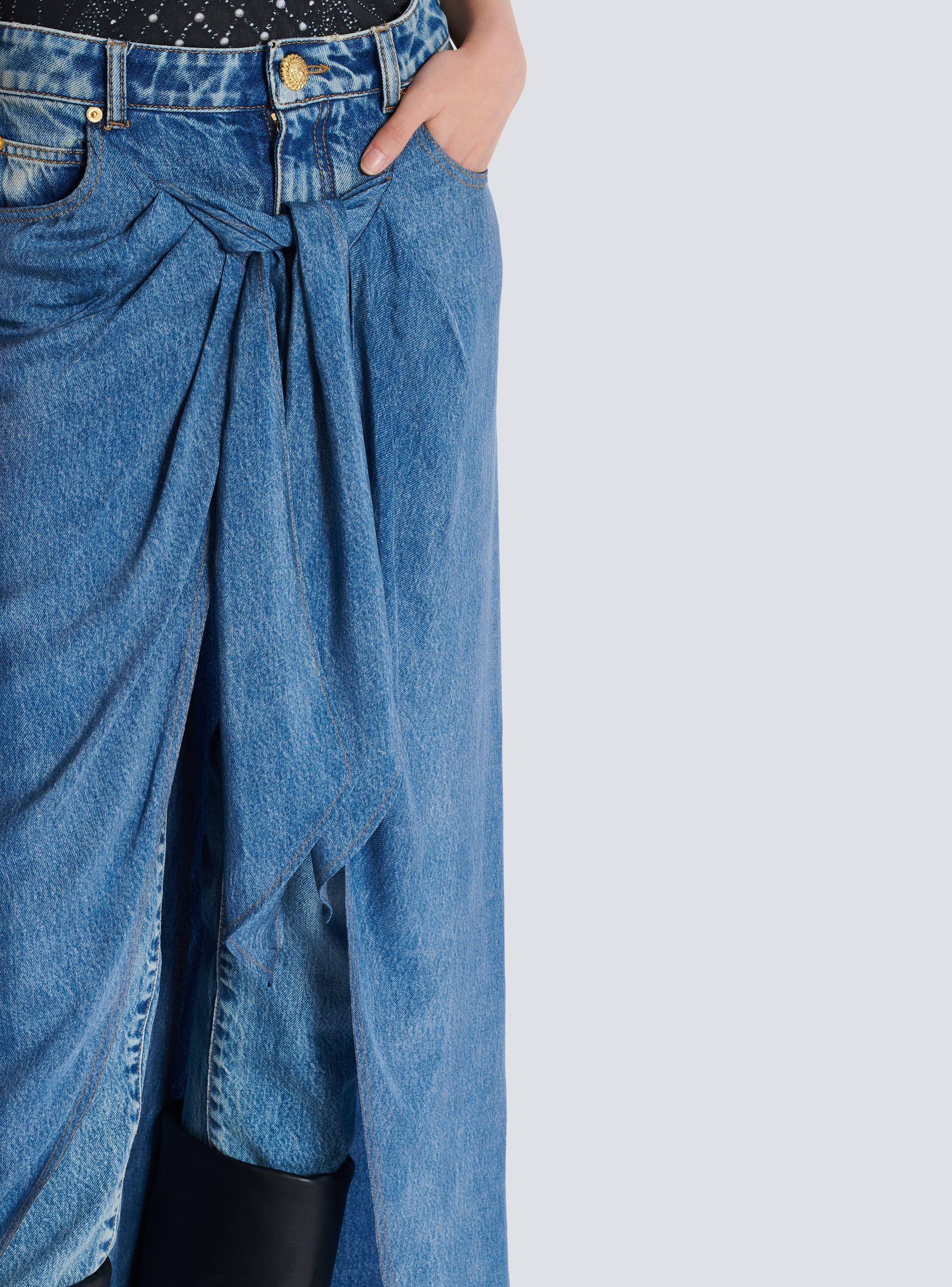 Denim jeans with draped skirt Product Image