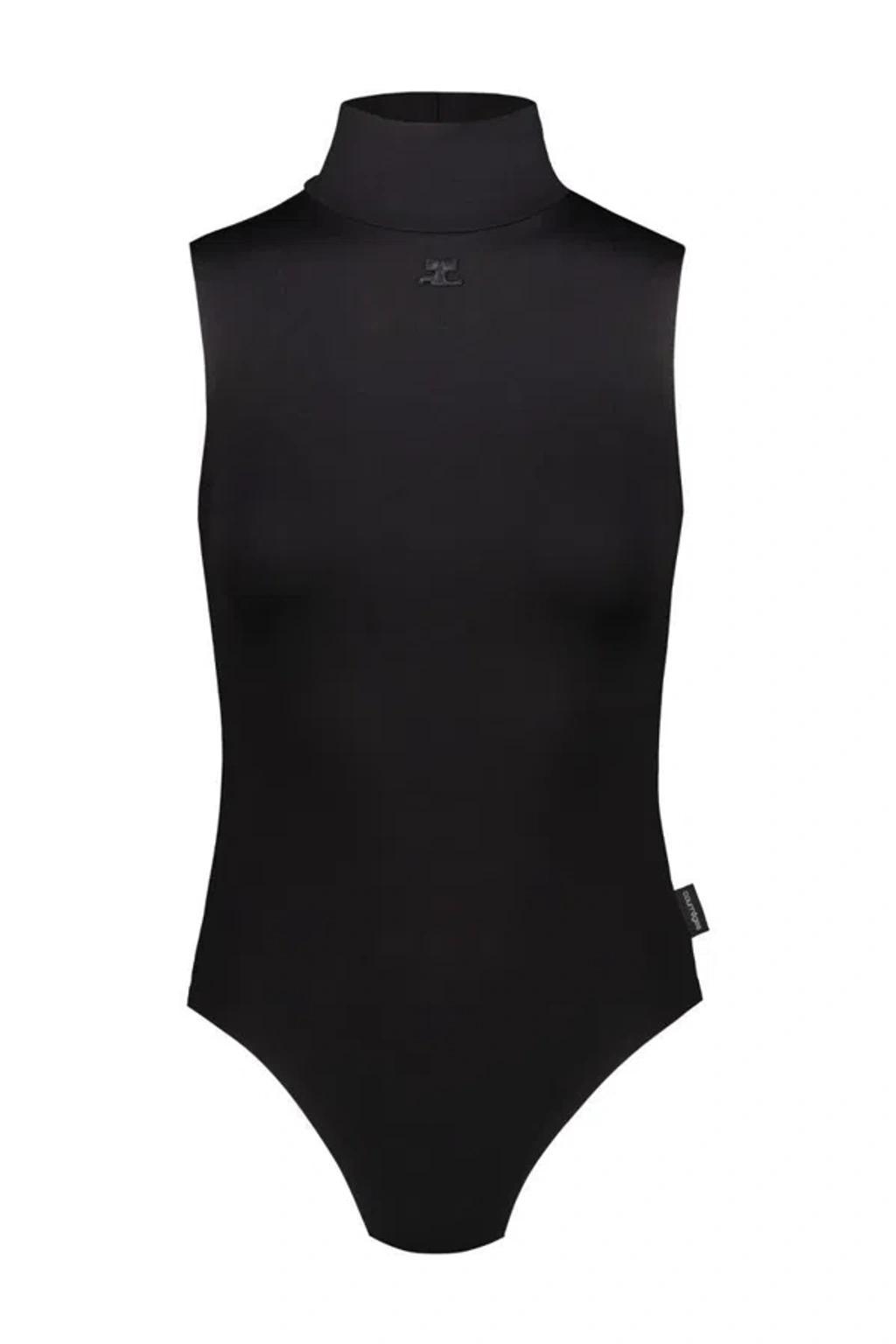 COURRÈGES Mockneck Techno Jersey Body In Black Product Image