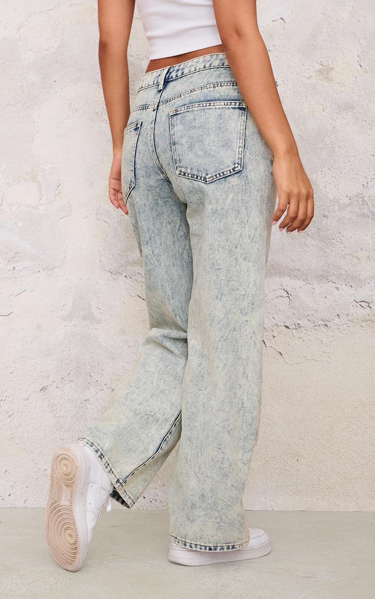 Petite Vintage Wash Denim Seam Detail Straight Leg Jeans Product Image