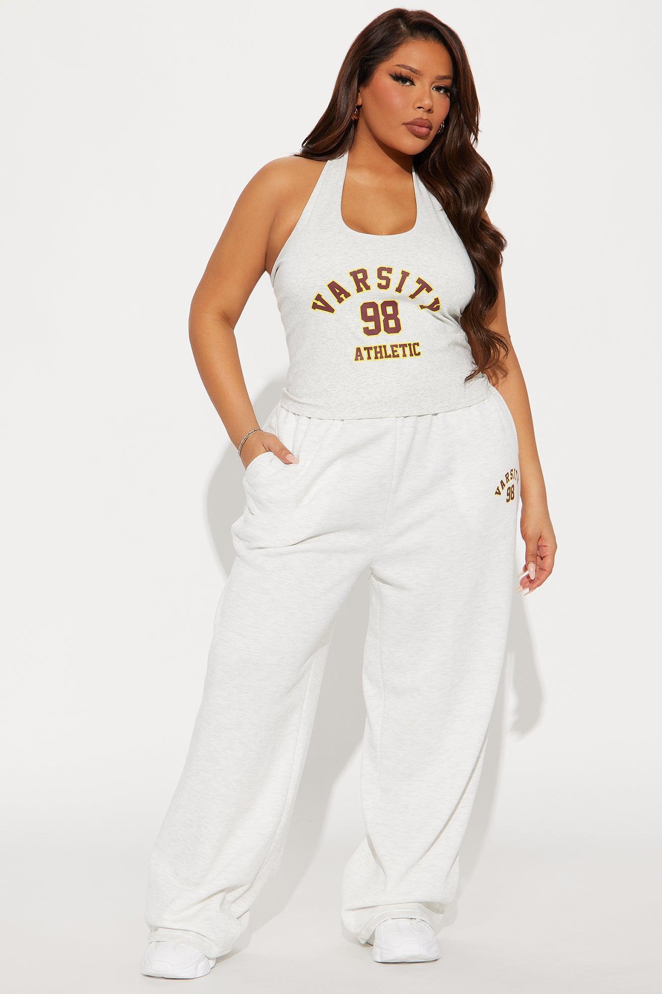 Izabel 98 Varsity Wide Leg Pant - Heather Grey Product Image