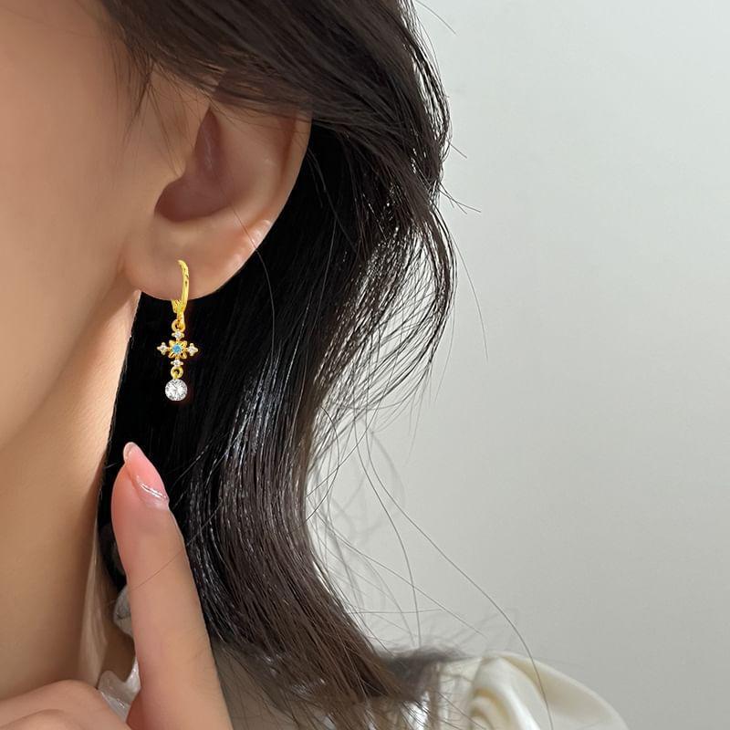 Cross CZ Dangle Earring Product Image