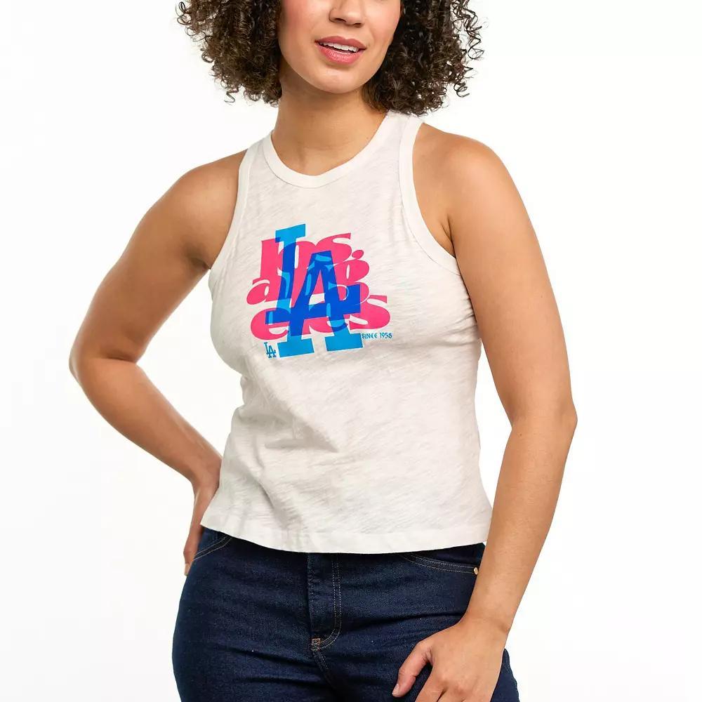 Women's Lusso White Los Angeles Dodgers Lourdes Tank Top,  Product Image