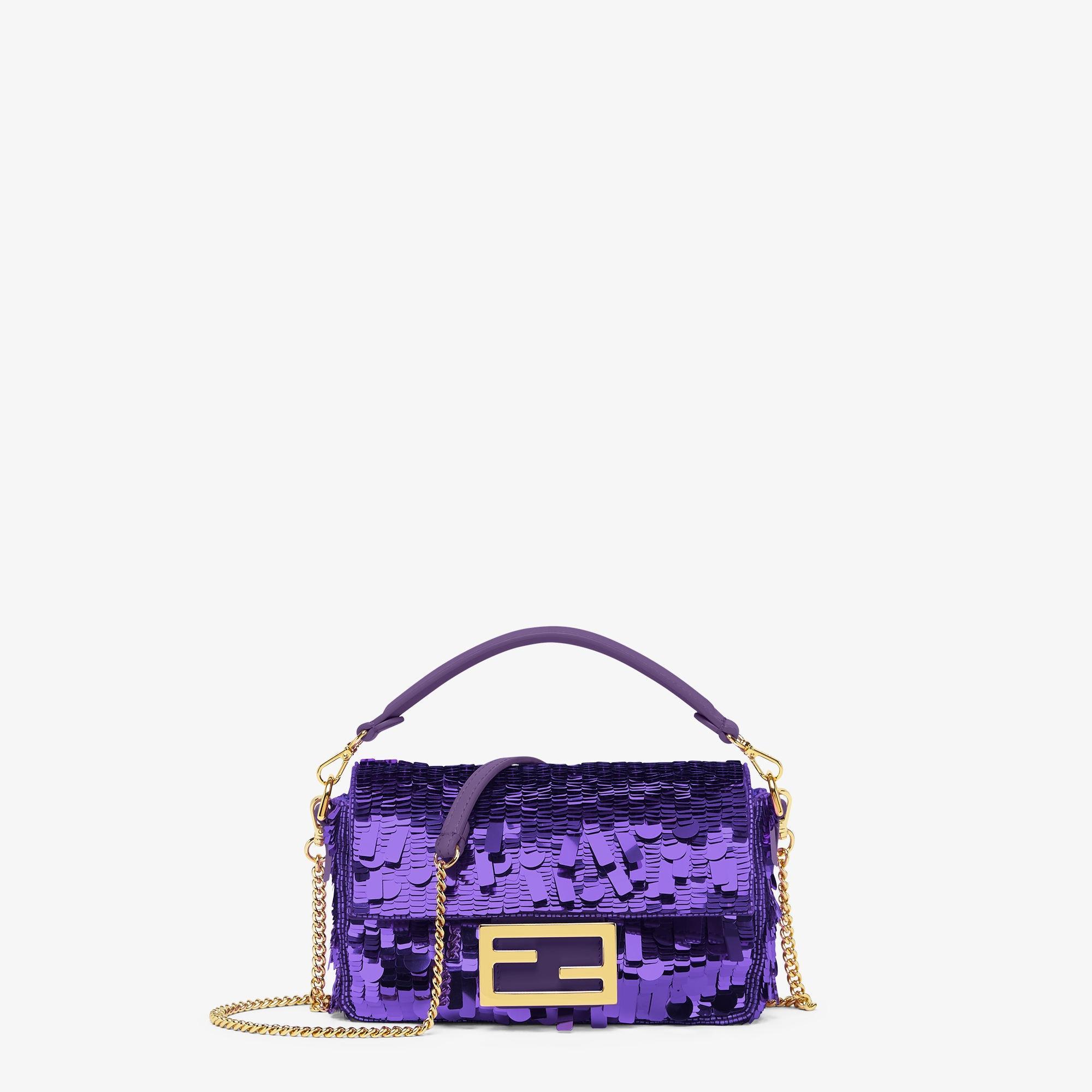 Baguette MiniBag embroidered with purple sequins Product Image