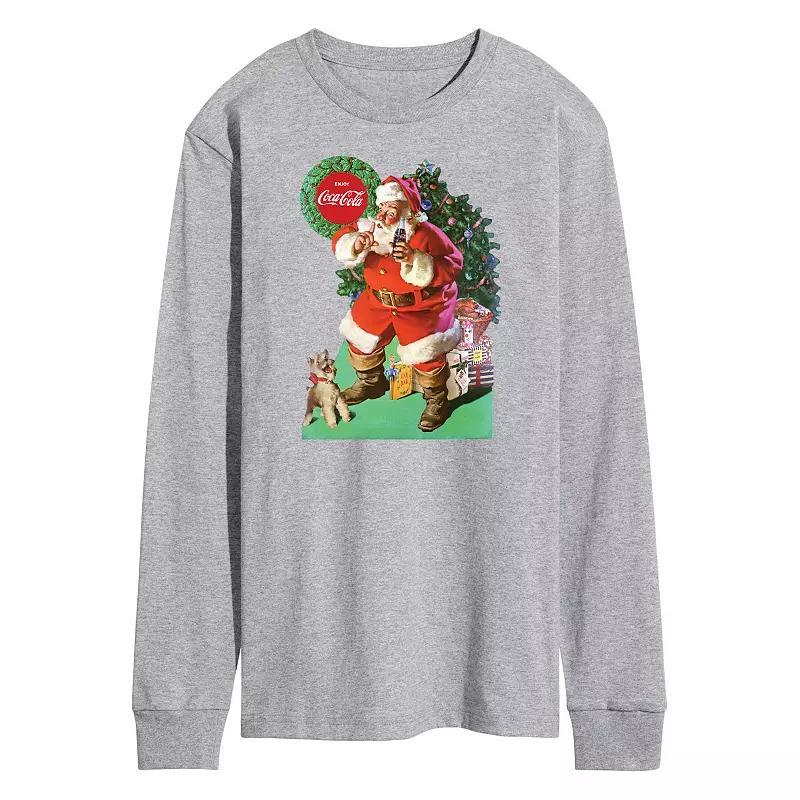 Mens CocaCola Vintage Santa With Dog Long Sleeve Graphic Tee Product Image