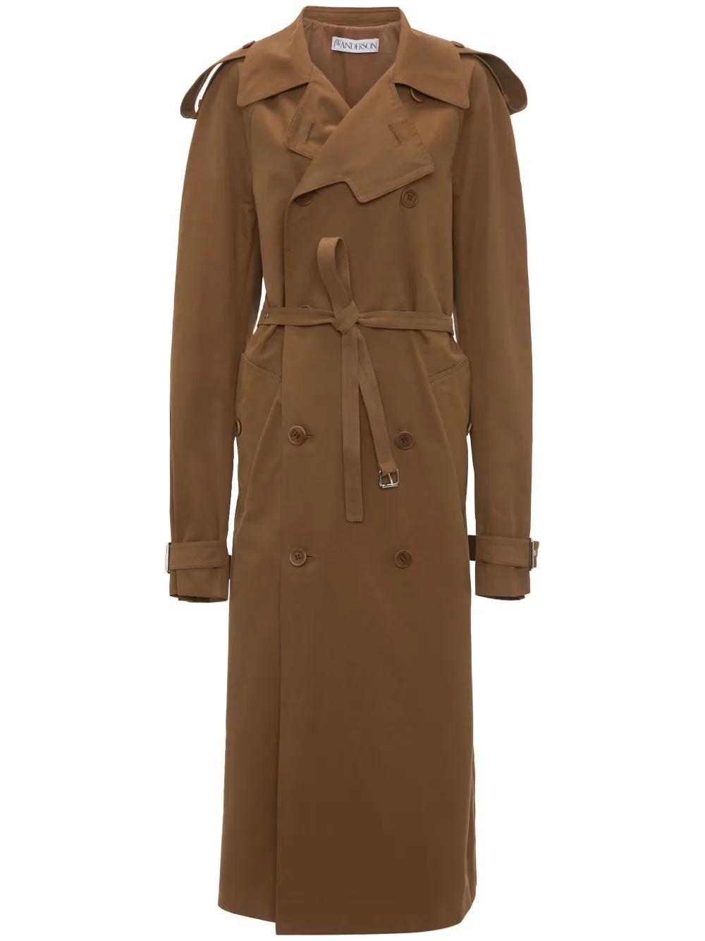 JW ANDERSON Belted Cotton Trench Coat In Brown Product Image