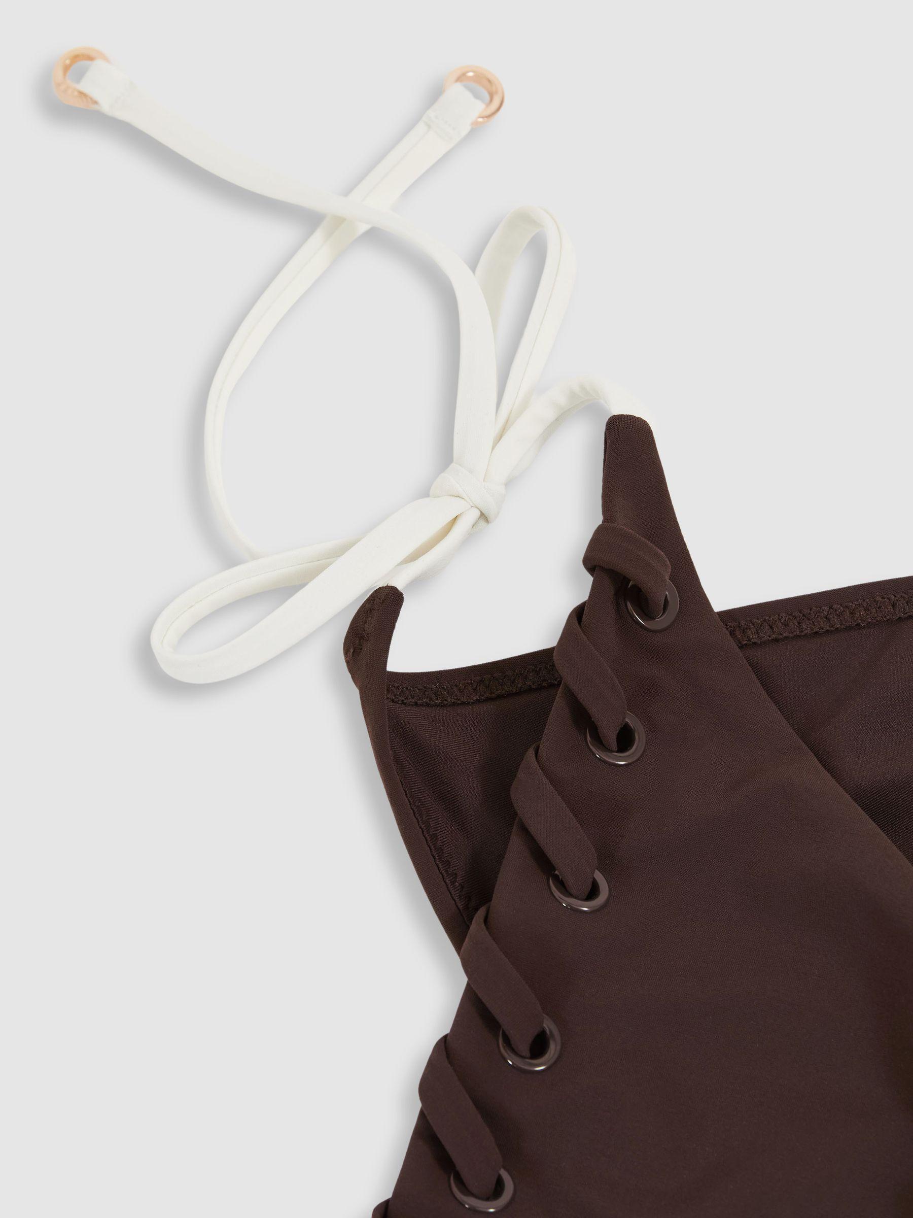Whipstitch Triangle Bikini Top in Chocolate Product Image