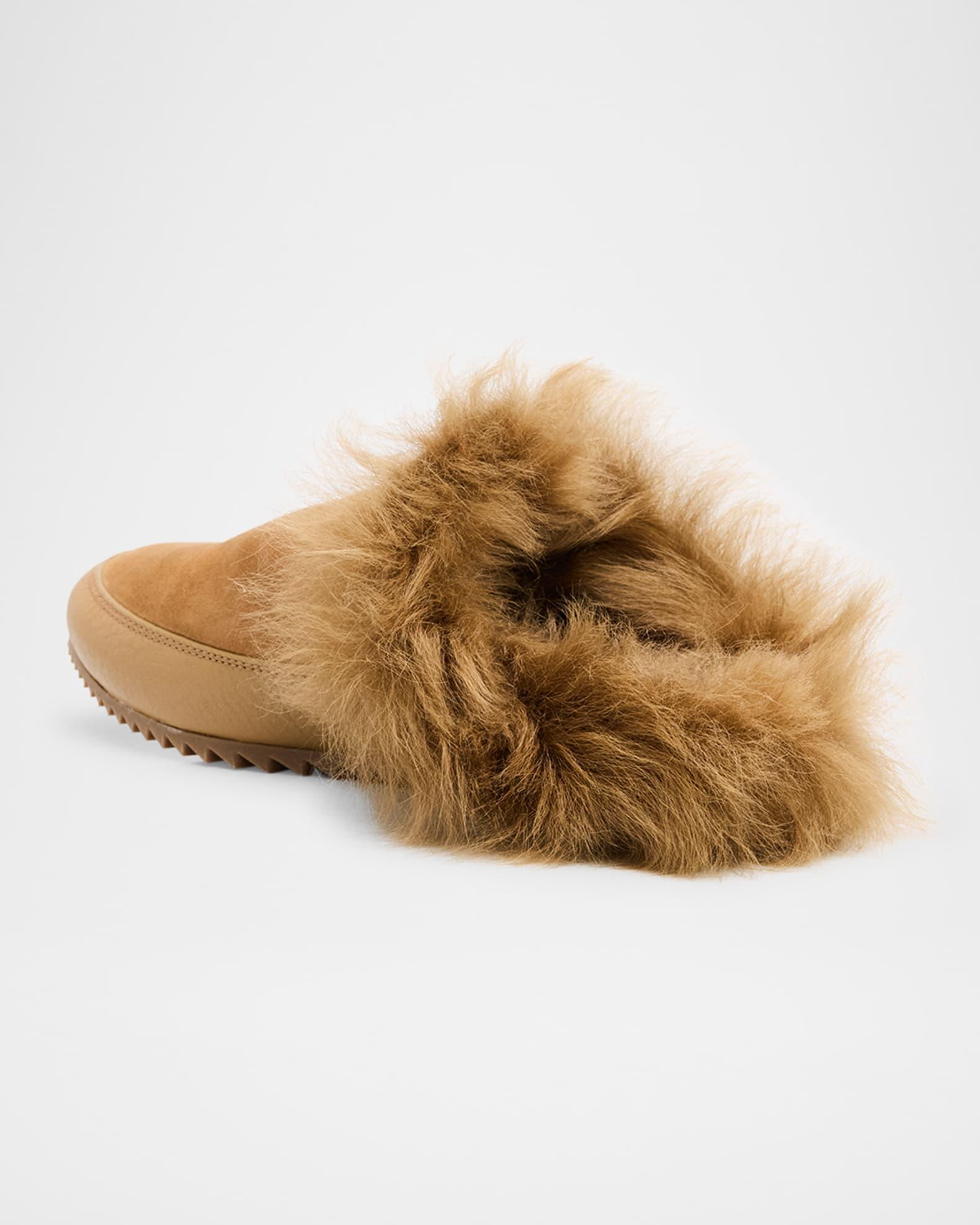 Jan Fur-Lined Mixed Leather Slippers Product Image