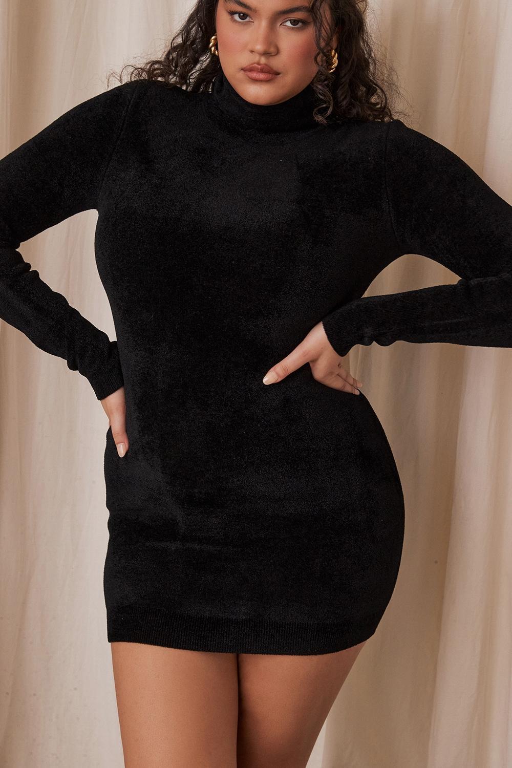 Taya Charcoal Chenille Mini Dress Product Image