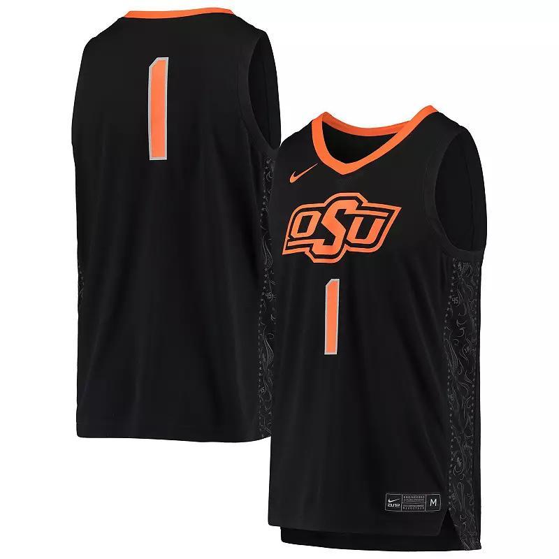 Men's Nike #1 Black Oklahoma State Cowboys Team Replica Basketball Jersey,  Product Image