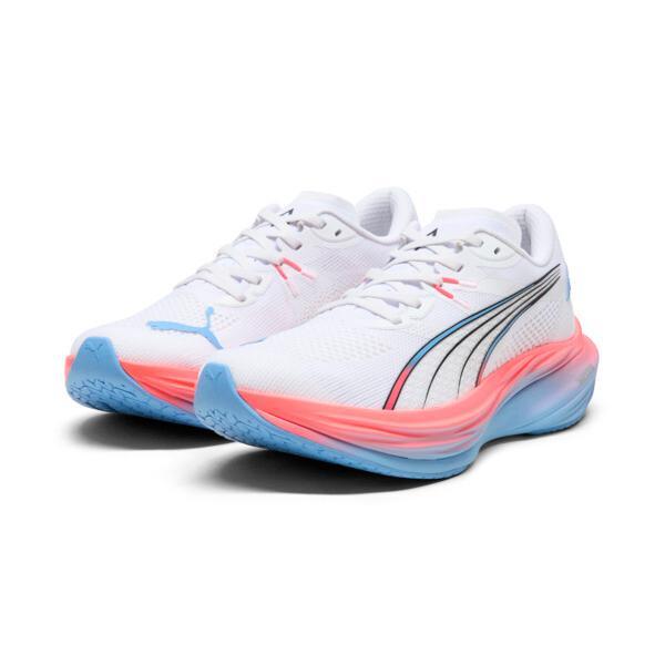 PUMA x ALEX TOUSSAINT Deviate NITROâ¢ 3 Women's Running Shoes in White/Team Light Blue/Silver Product Image