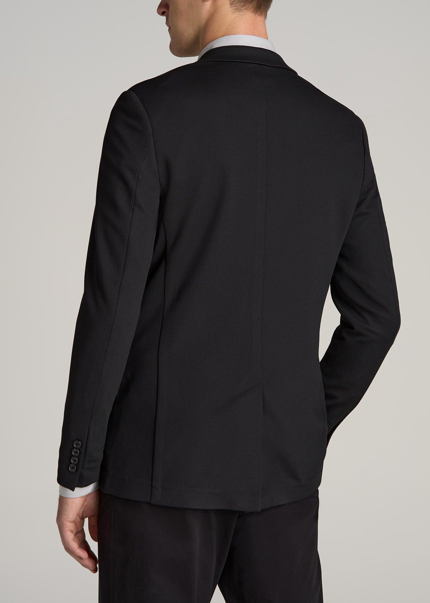 Textured Blazer for Tall Men in Black Product Image