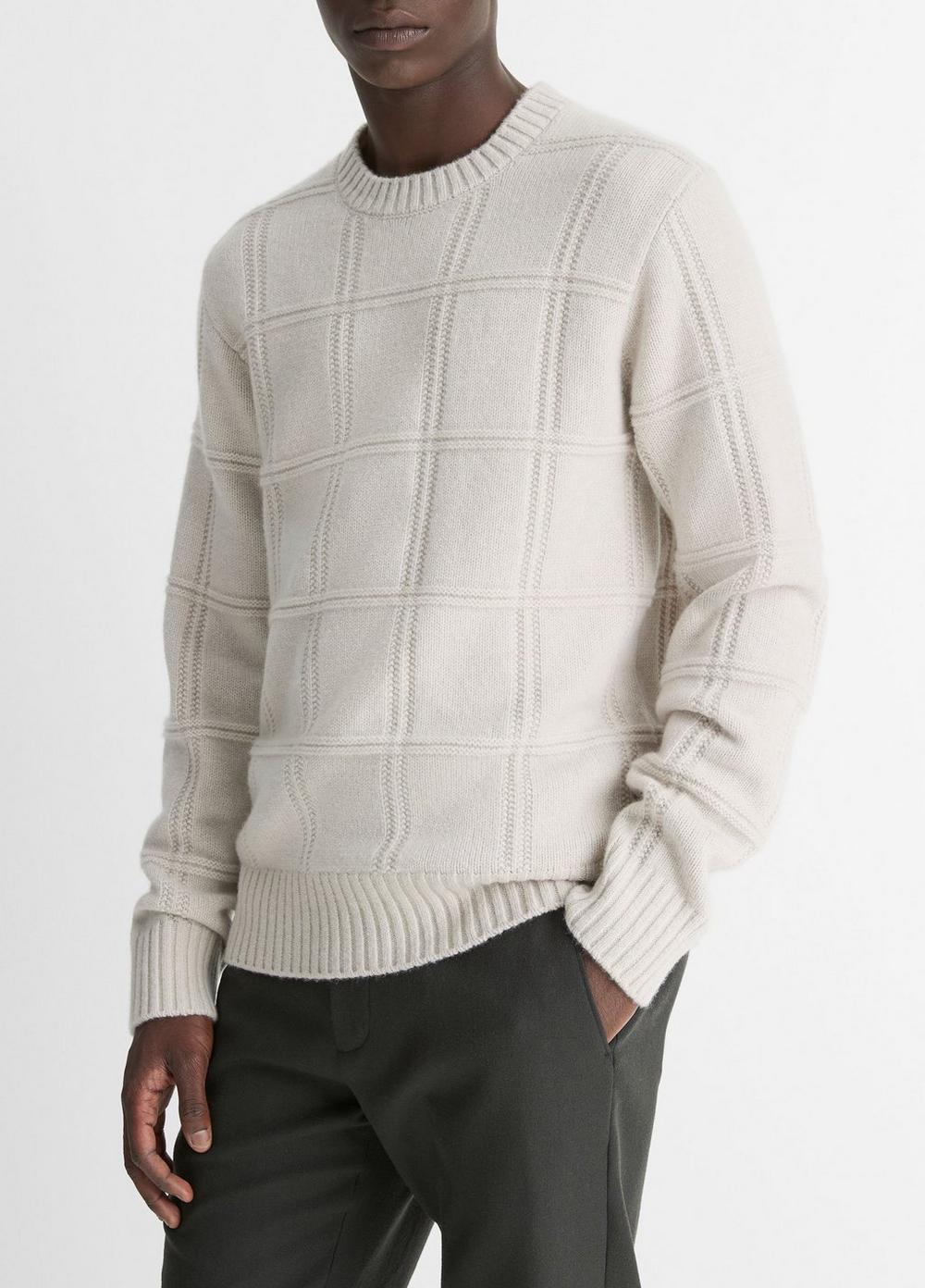 Seed-Stitch Windowpane Wool Sweater Product Image