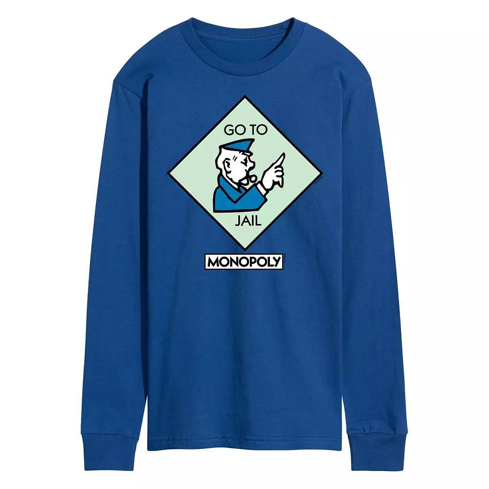 Men's Monopoly Go To Jail Square Long Sleeve Graphic Tee,  Product Image