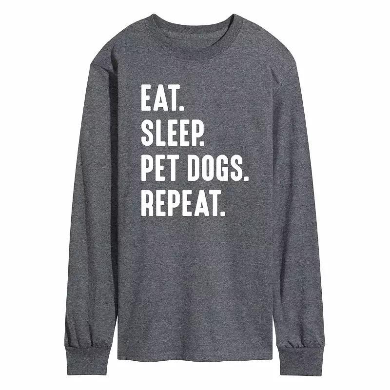 Mens Eat Sleep Pet Dogs Tee Heather Grey Product Image