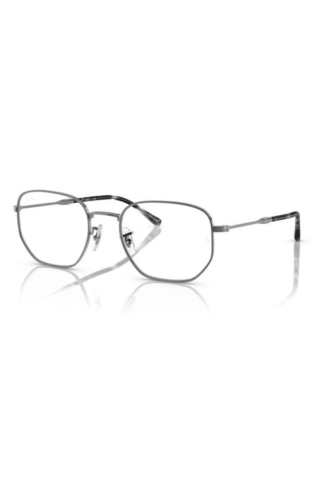 RAY BAN 53mm Irregular Optical Glasses In Gunmetal Product Image