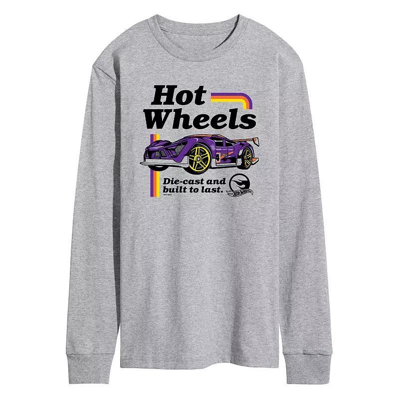 Men's Hot Wheels Built To Last Long Sleeve Graphic Tee, Size: XXL, Grey Gray Product Image