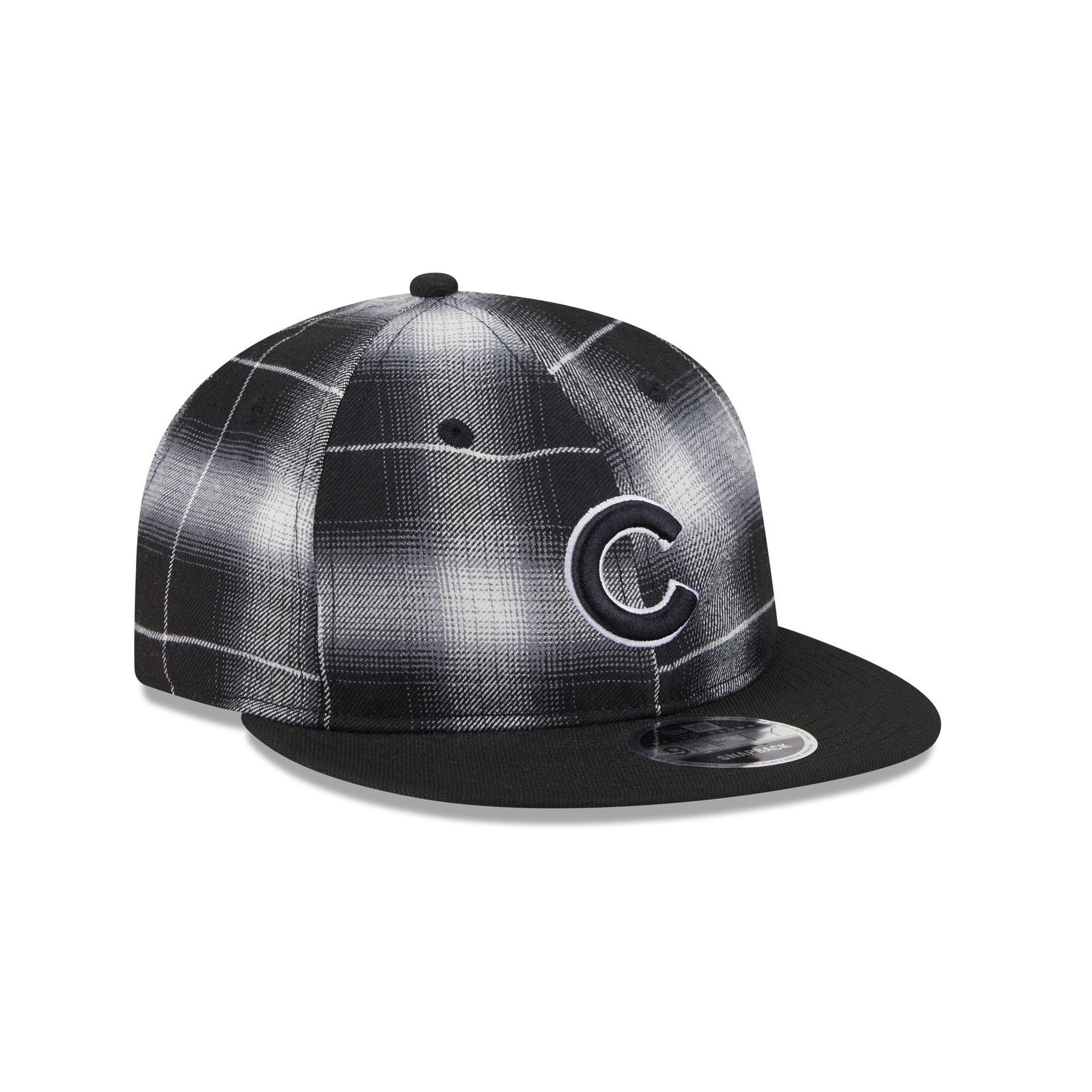 Chicago Cubs Black and White Plaid Retro Crown 9FIFTY Snapback Hat Male Product Image
