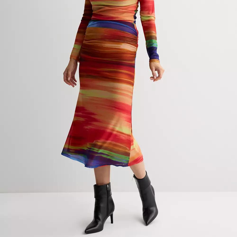 Women's INTEMPO™ Mesh Midi Skirt, Size: Large, Sunset Print Product Image