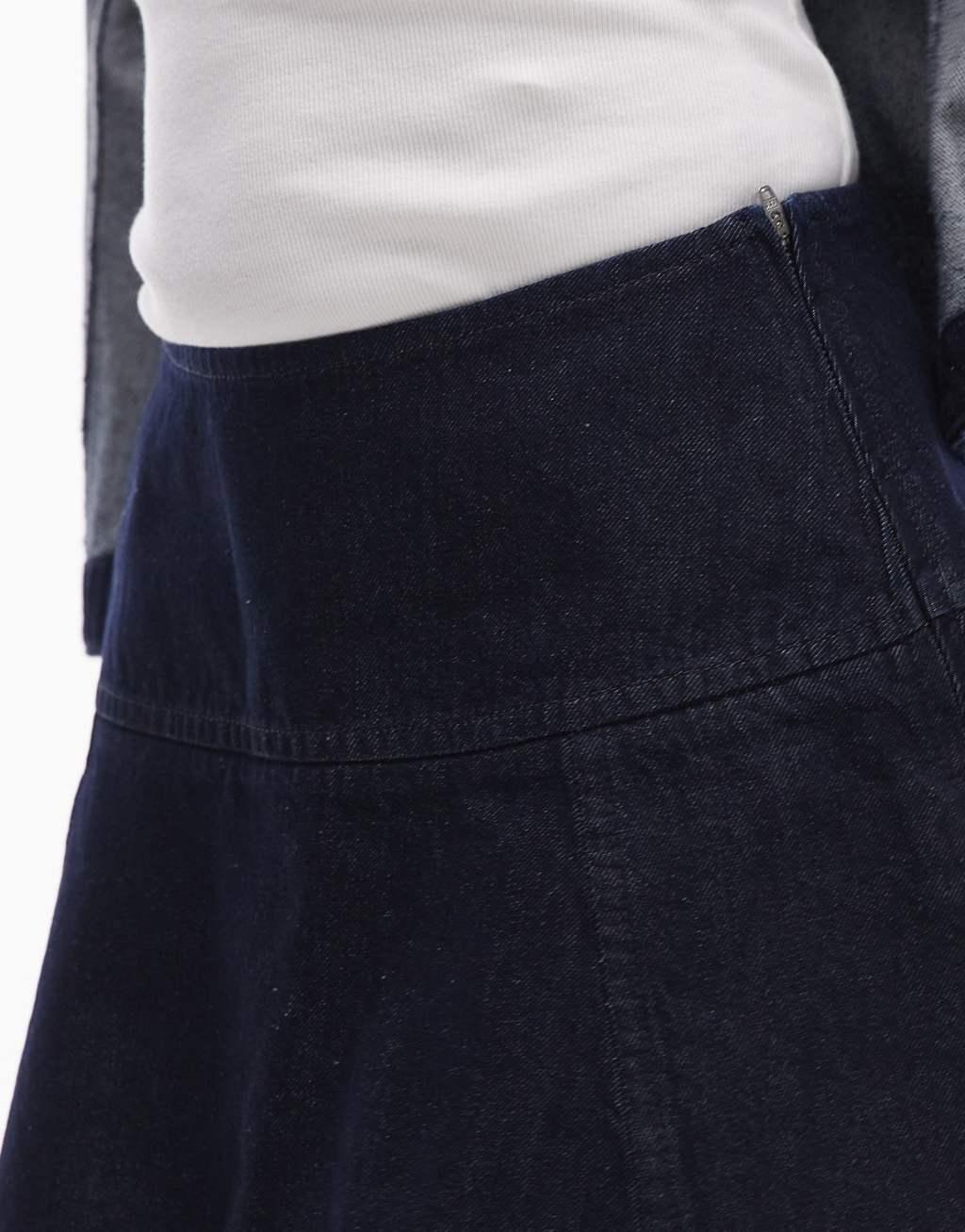Topshop denim flippy skirt in indigo Product Image