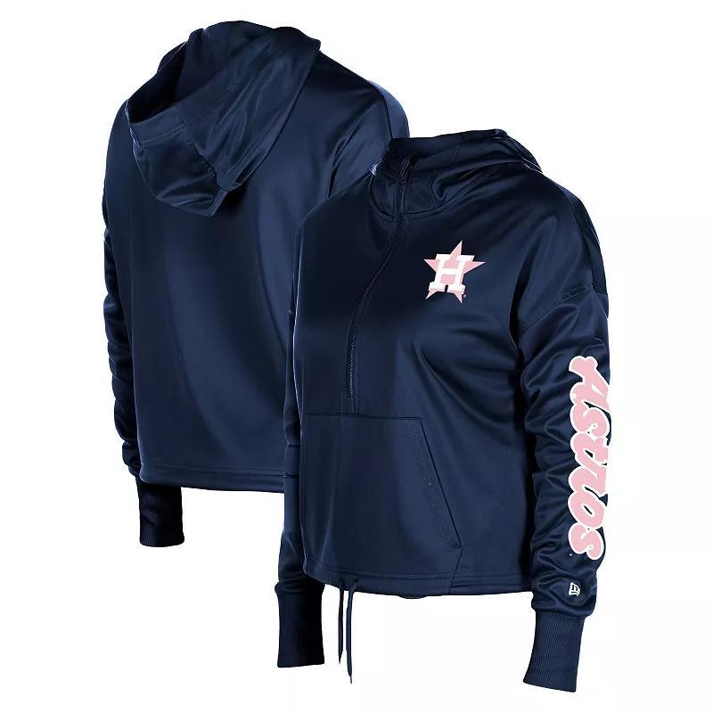 Womens New Era Houston Astros Half-Zip Hoodie Blue Product Image