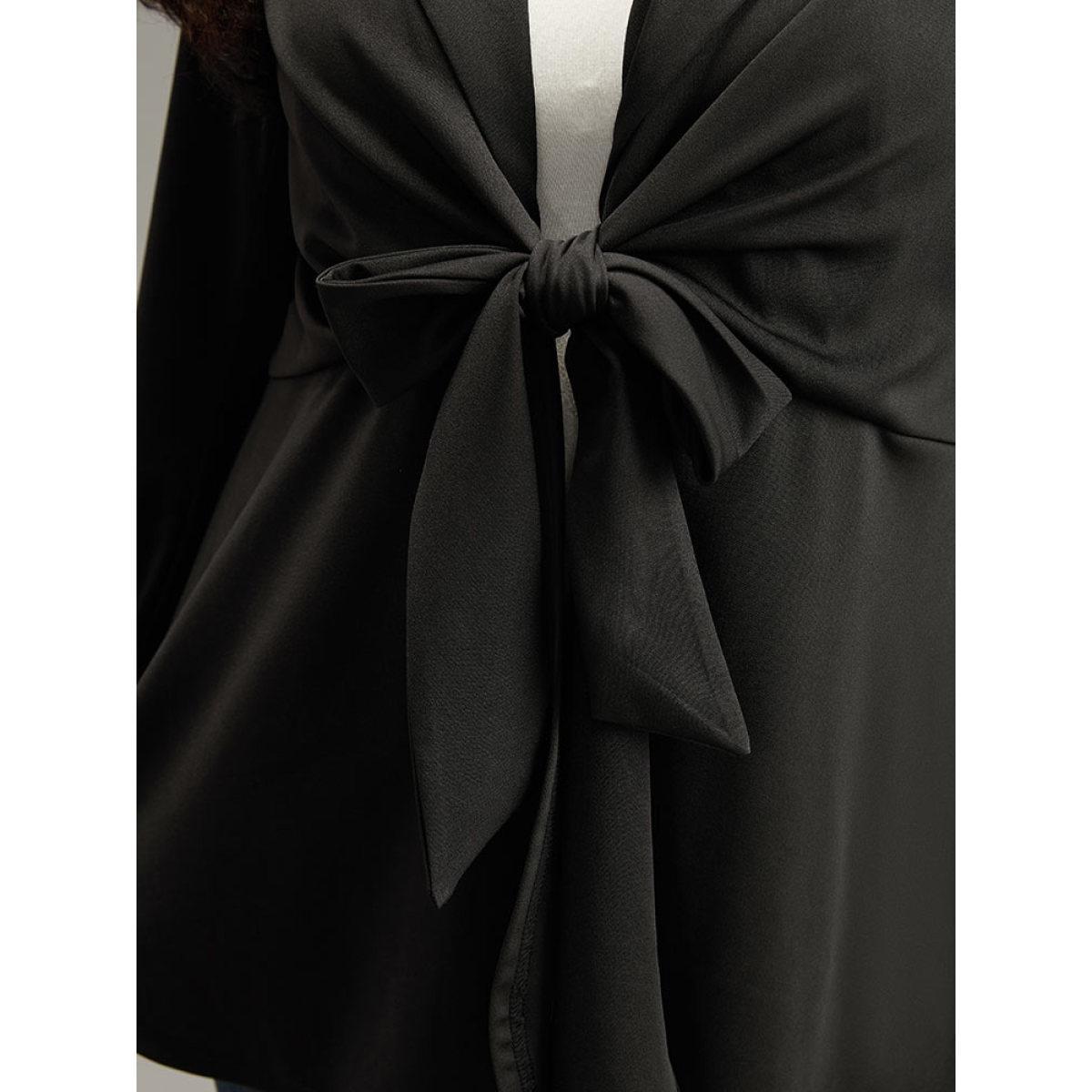 Plus Size Suit Collar Knot Ruffle Hem Blazer DarkGreen Women Work Plain Plain Sleeve Long Sleeve Suit Collar 12/L Work From Home Blazers BloomChic Product Image