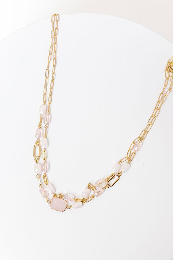 Glam Lifestyle Layered Necklace in Pink Product Image