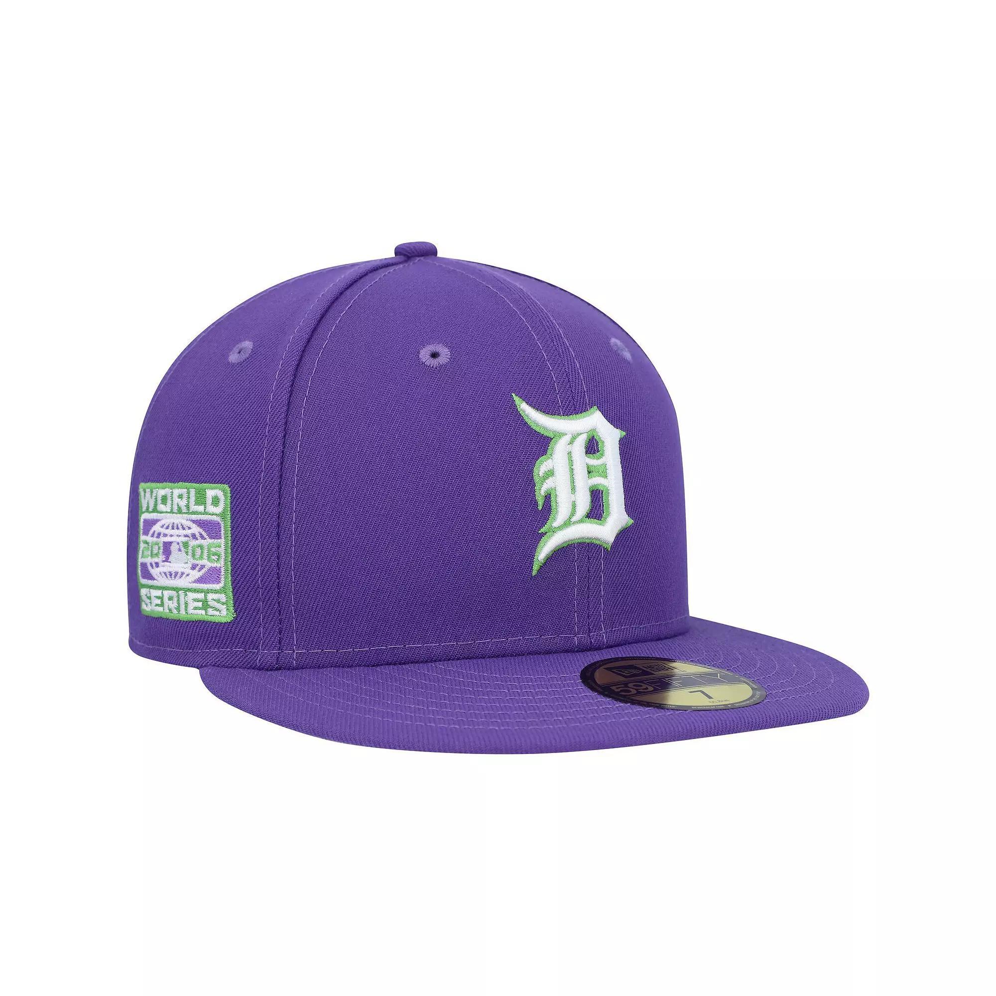 Men's New Era Purple Detroit Tigers Lime Side Patch 59FIFTY Fitted Hat, Size: 7 1/4 Product Image