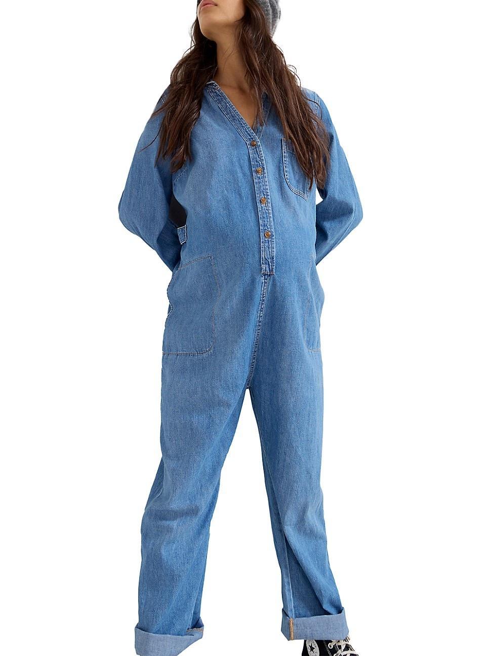 Womens The Everyday Nursing Denim Jumpsuit Product Image