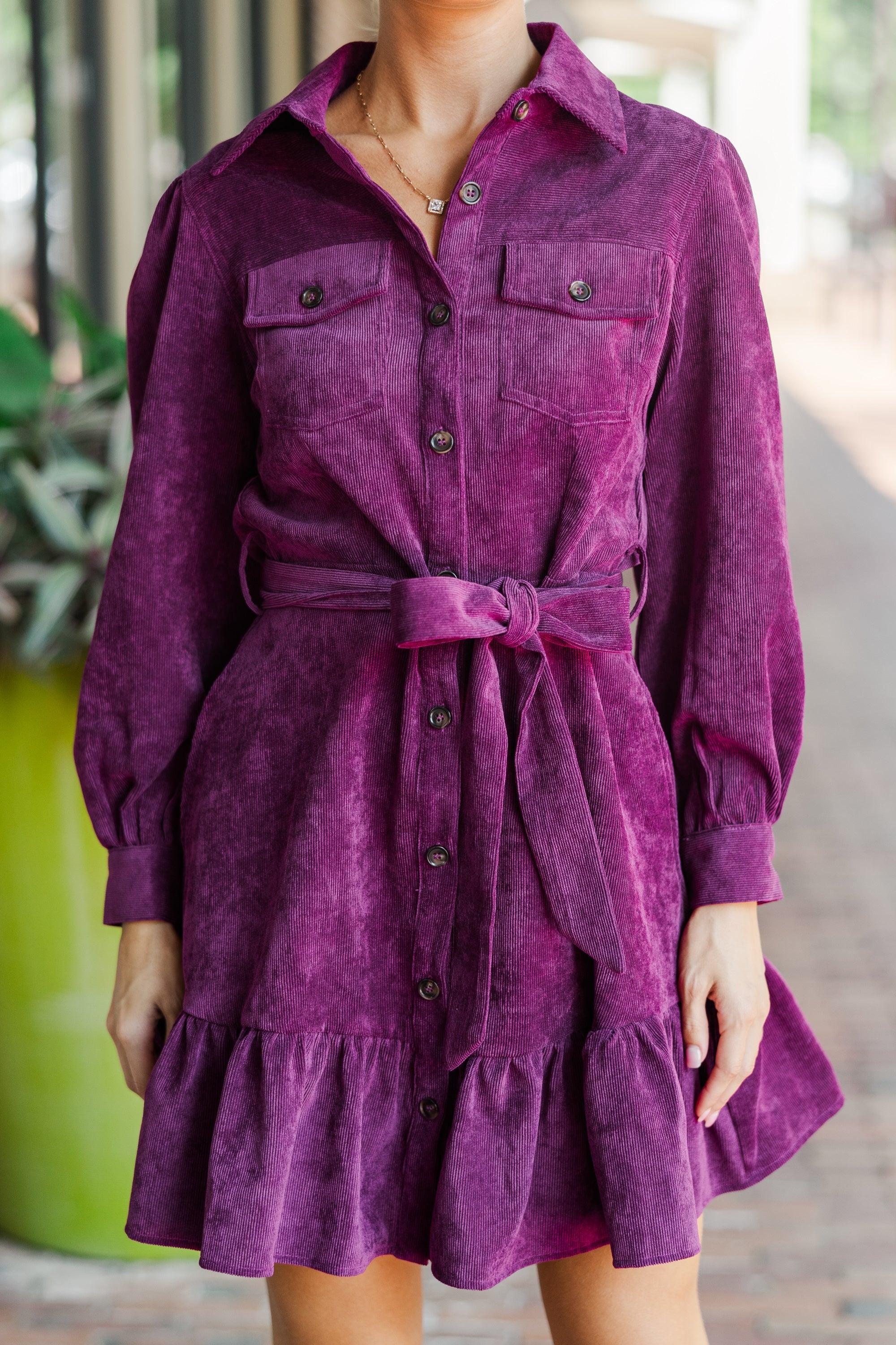 Hold My Hand Violet Purple Corduroy Dress Female Product Image