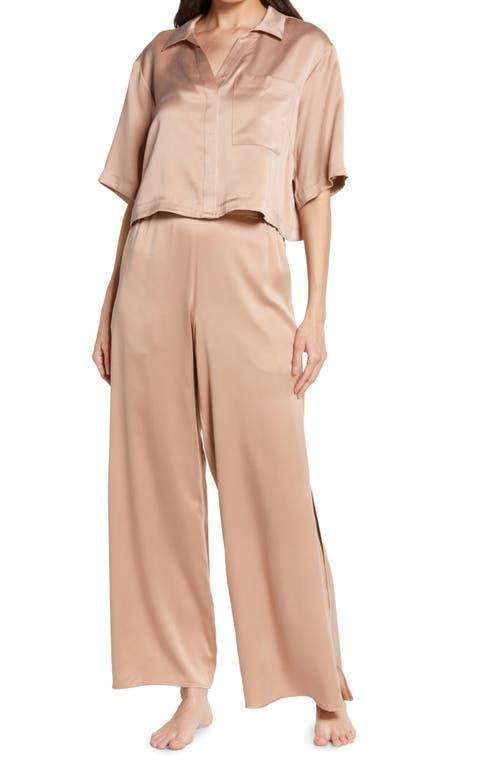 Womens Washable Silk High-Rise Pants 2-Piece Pajama Set Product Image