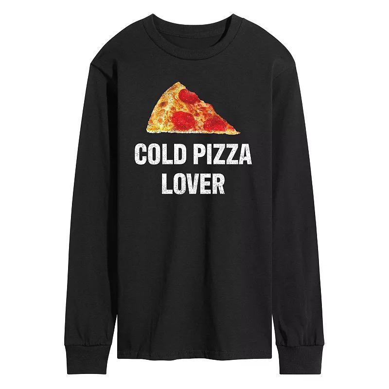 Men's Cold Pizza Lover Long Sleeve Graphic Tee, Size: XXL, Black Product Image